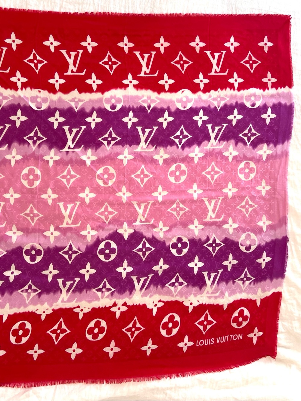 Louis Vuitton Red, Purple & Pink Gradient Monogram Scarf